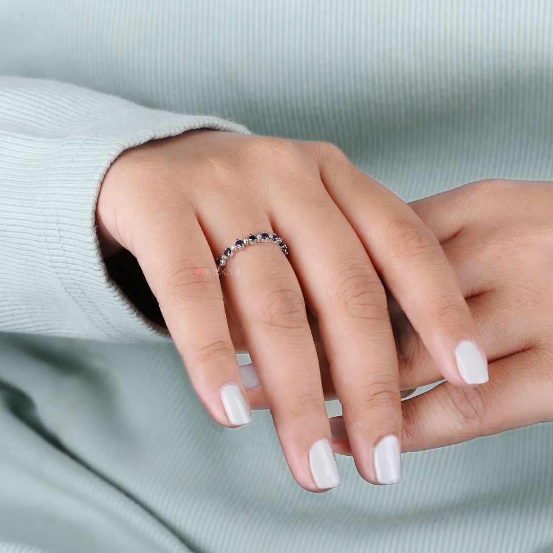 Round Cut Moissanite, White Gold Wedding Band, Buy Wedding Band

