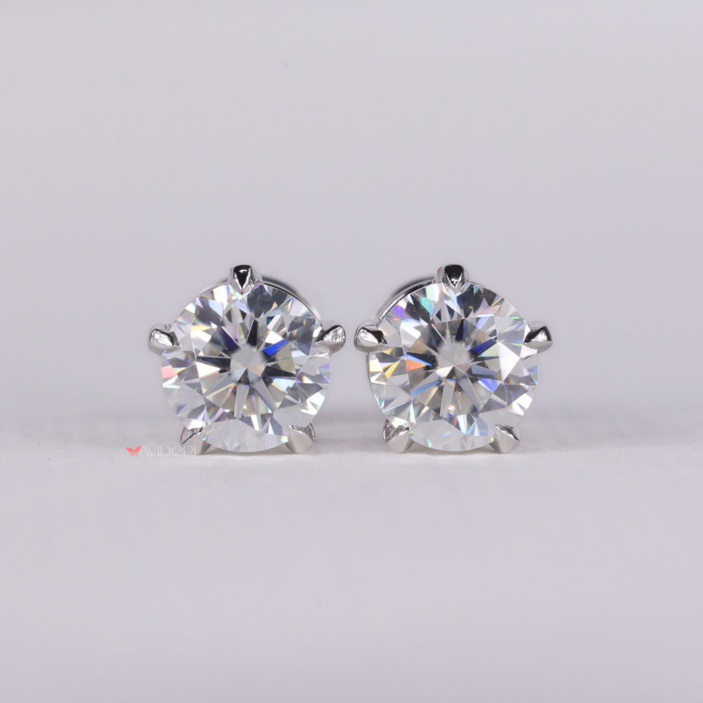 Five prong earrings provide a secure setting for the gemstones.