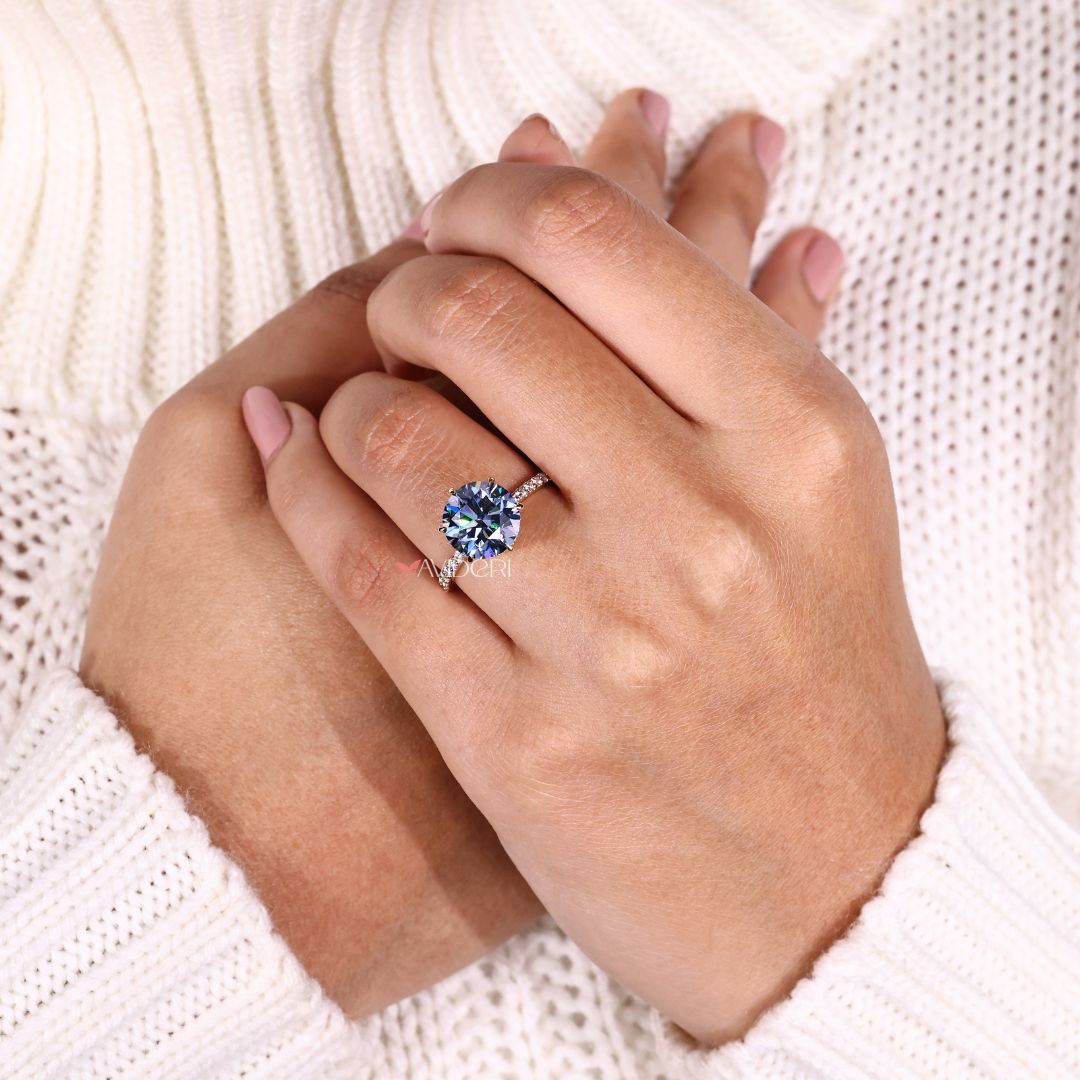 This moissanite gold ring pairs durability with refined shine.
