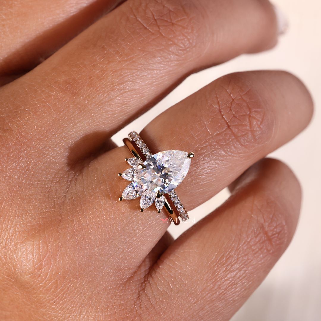 Pear Shaped Bridal Set offers a unique and elegant engagement choice.