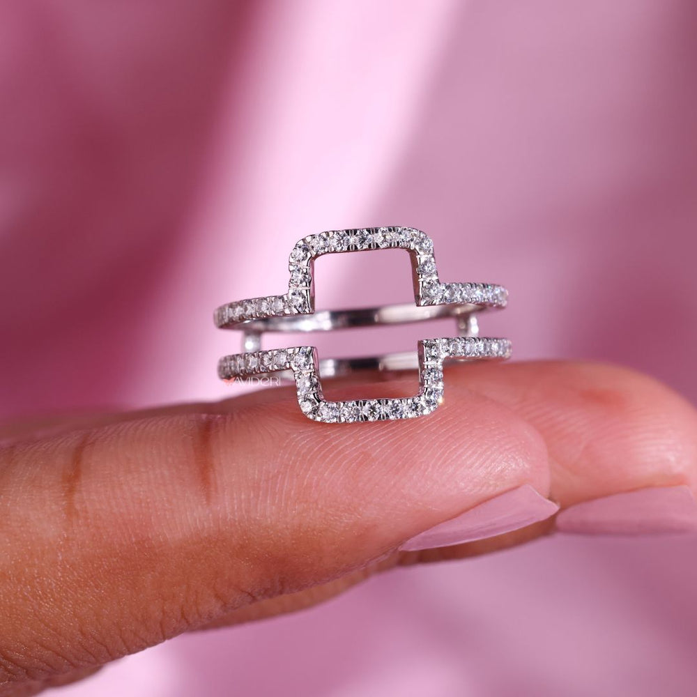 Enhancer wedding band adds extra sparkle to your engagement ring with a custom fit.
