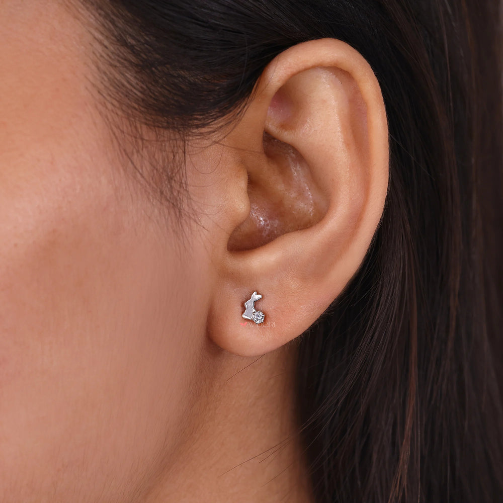 Round diamond stud earrings in classic 6 prong setting.