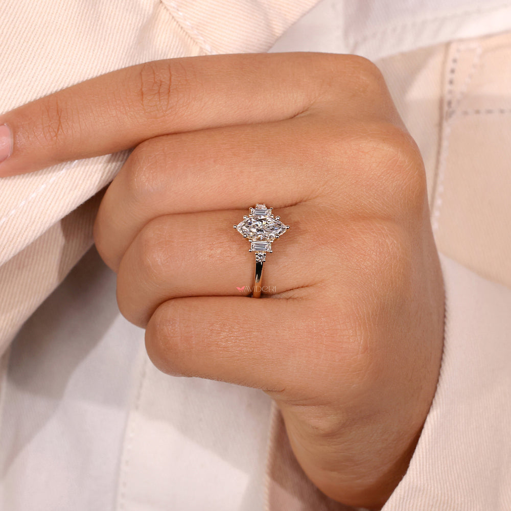 Round diamond ring with a yellow gold engagement ring.
