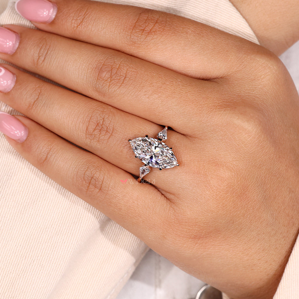 Kite cut diamond ring designed to catch light from every angle

