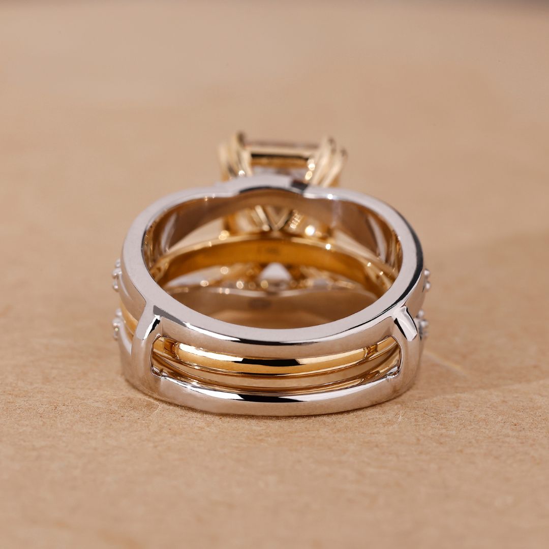 Two Metal Tone Bridal Set for a sophisticated and unique look.
