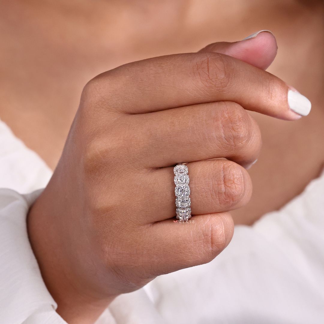 Cushion wedding band offers rounded edges and soft curves for a timeless style.

