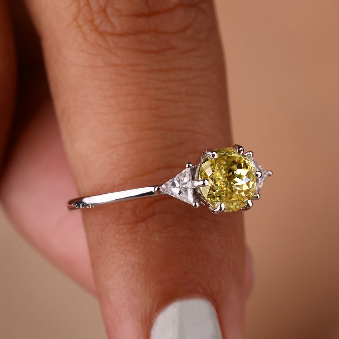 3 stone ring, handmade ring, moissanite gold ring
