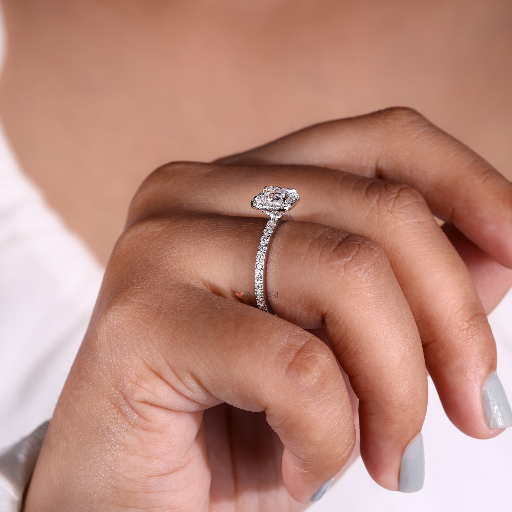 Round cut moissanite ring crafted with exquisite brilliance.
