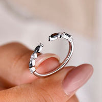 Black Moissanite Marquise And Round Wedding Band