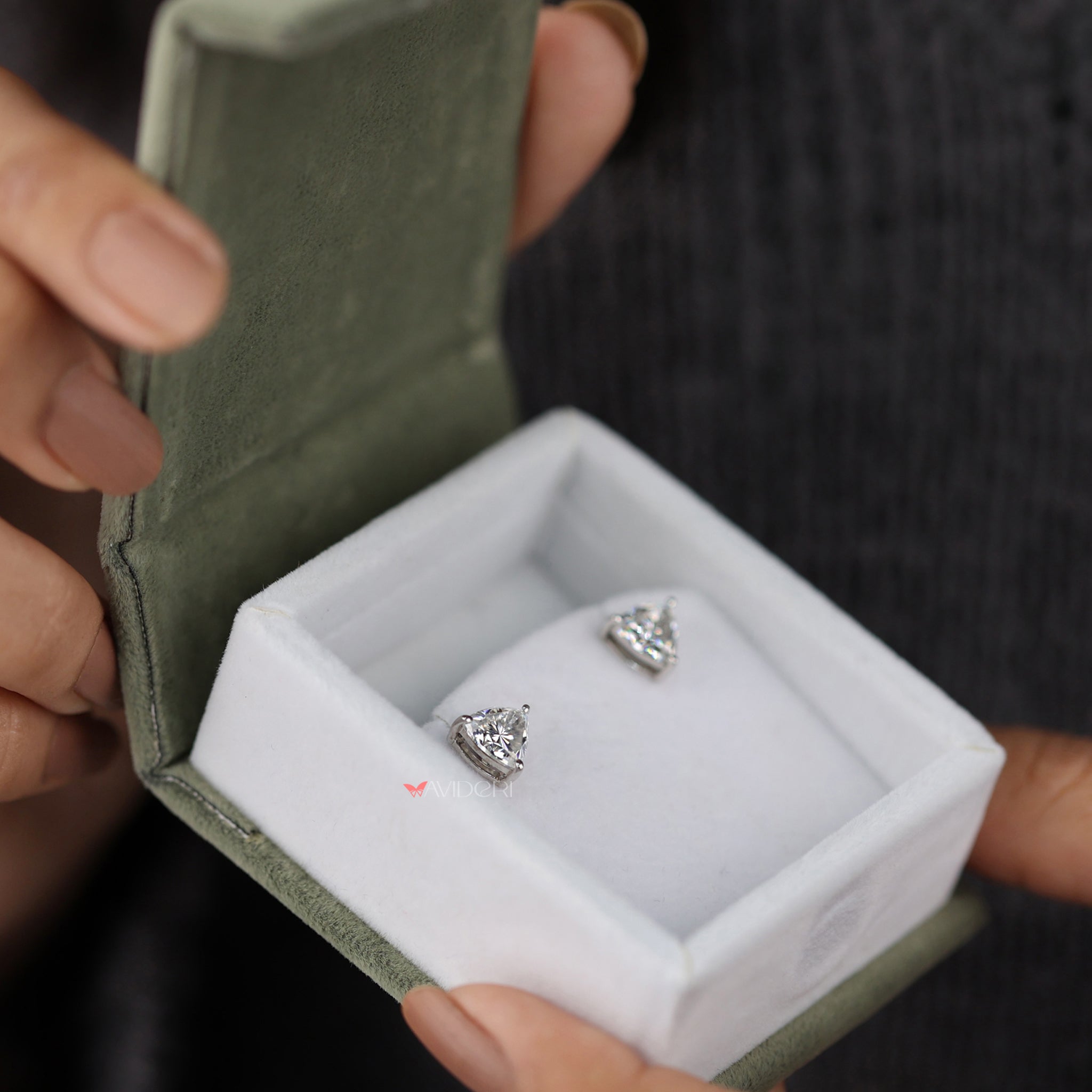These Moissanite stud earrings shine with lasting brilliance.