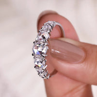 7 Stone Round Rose Cut Half Eternity Band