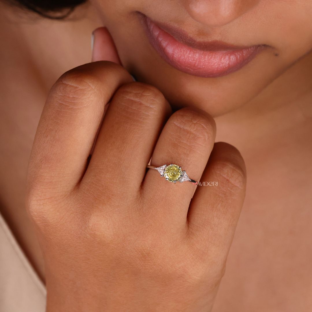 Triangle cut ring, moissanite wedding ring, avideri ring

