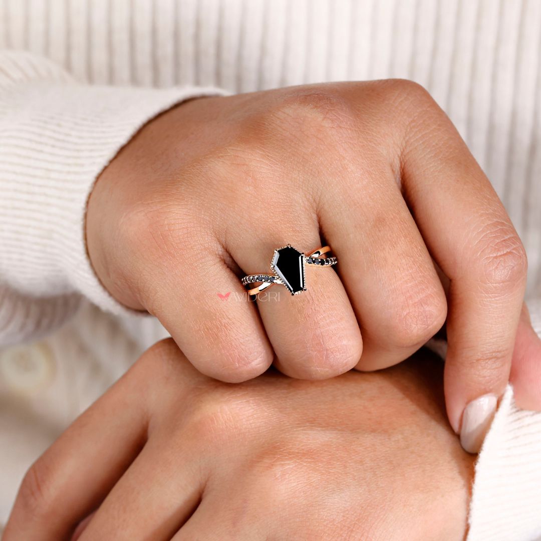 Twisted pave set ring offering a unique twist on a classic design.
