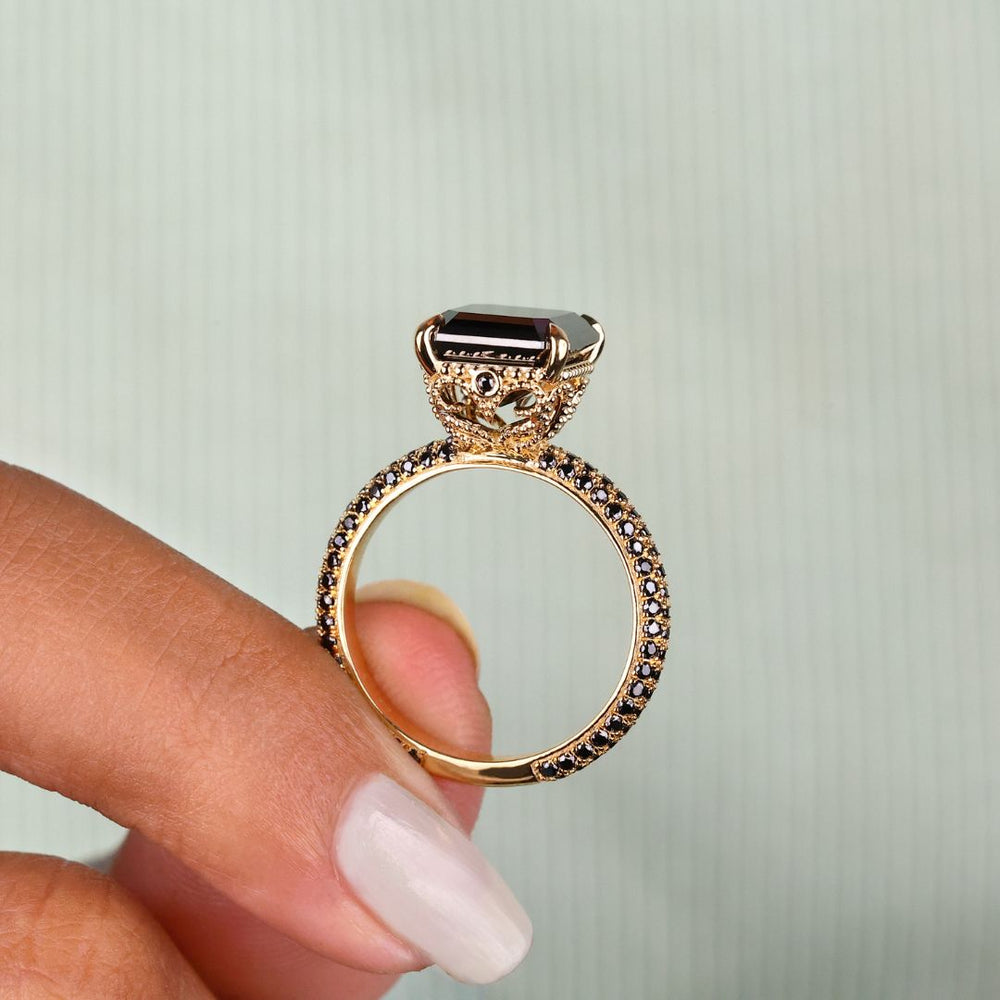 Emerald moissanite ring, emerald cut ring, handmade ring
