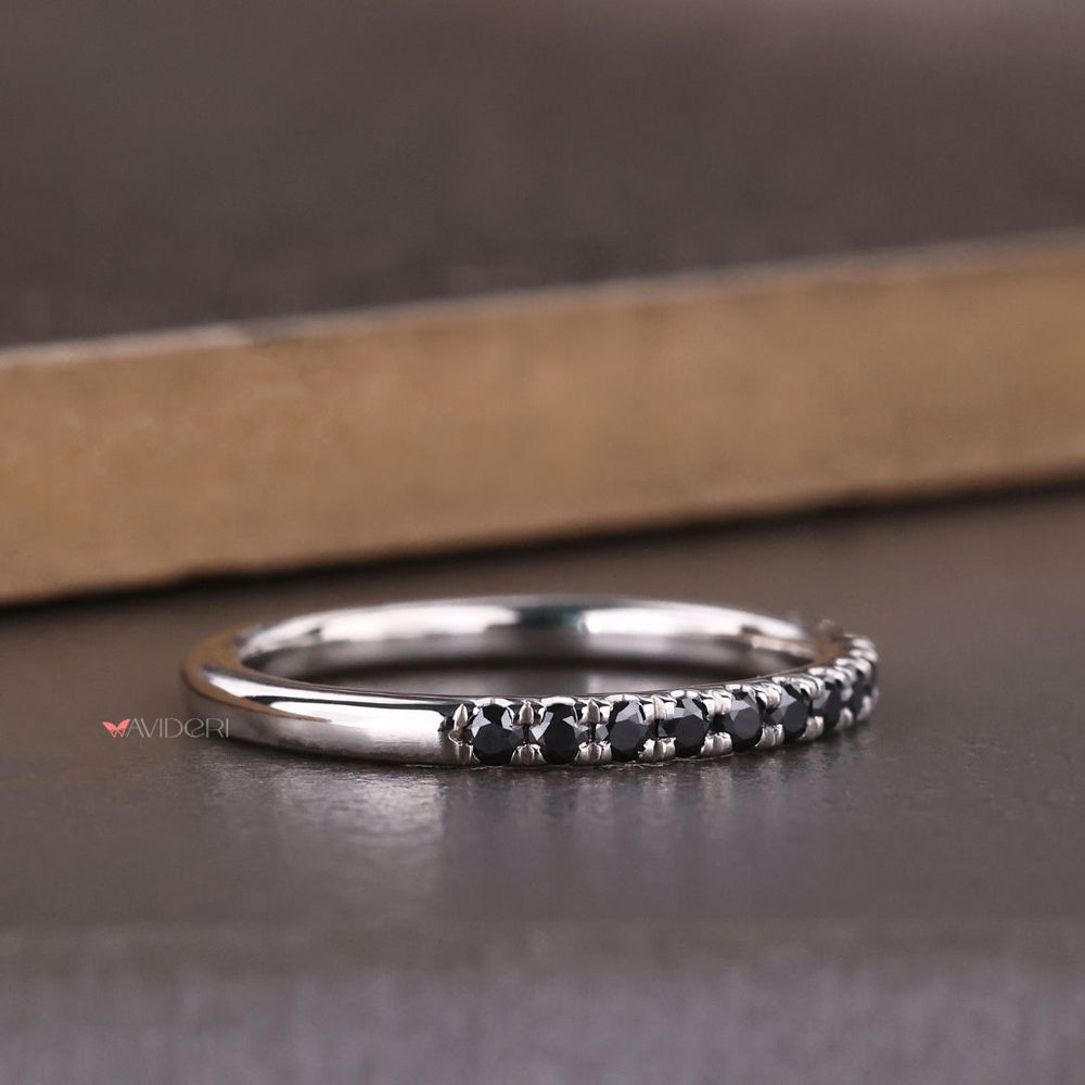 Black moissanite wedding band anniversary band
