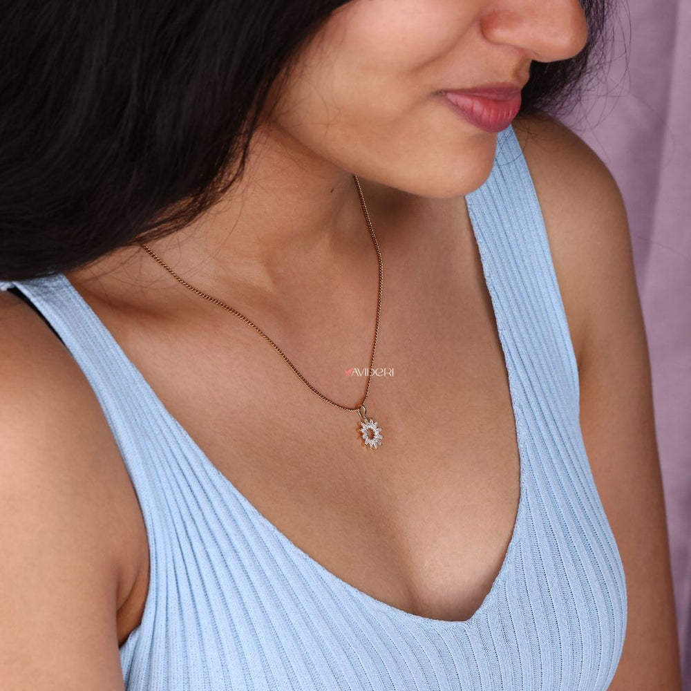 Moissanite pendant offering a radiant glow.

