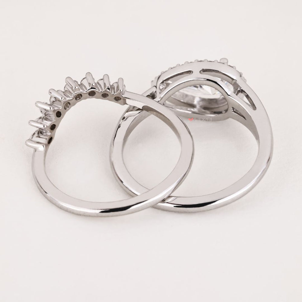 Round diamond with side stones adds radiant sparkle to every bridal moment.