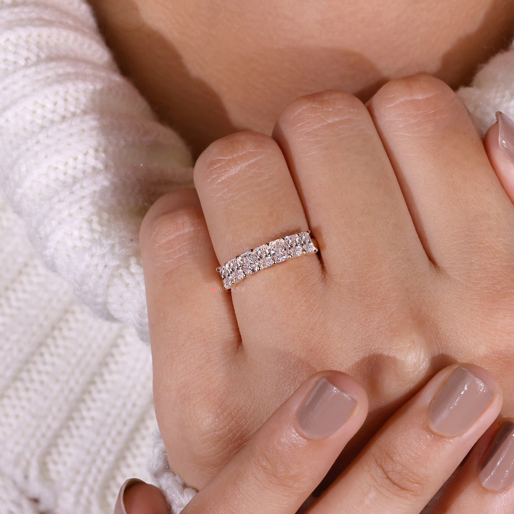 Brilliant lab diamond wedding band featuring ethically sourced diamonds for a sustainable choice.
