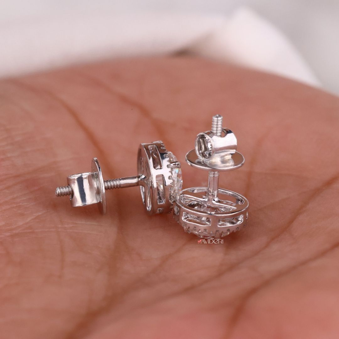 Moissanite Stud Earrings, featuring stunning Moissanite stones for a simple yet elegant style.