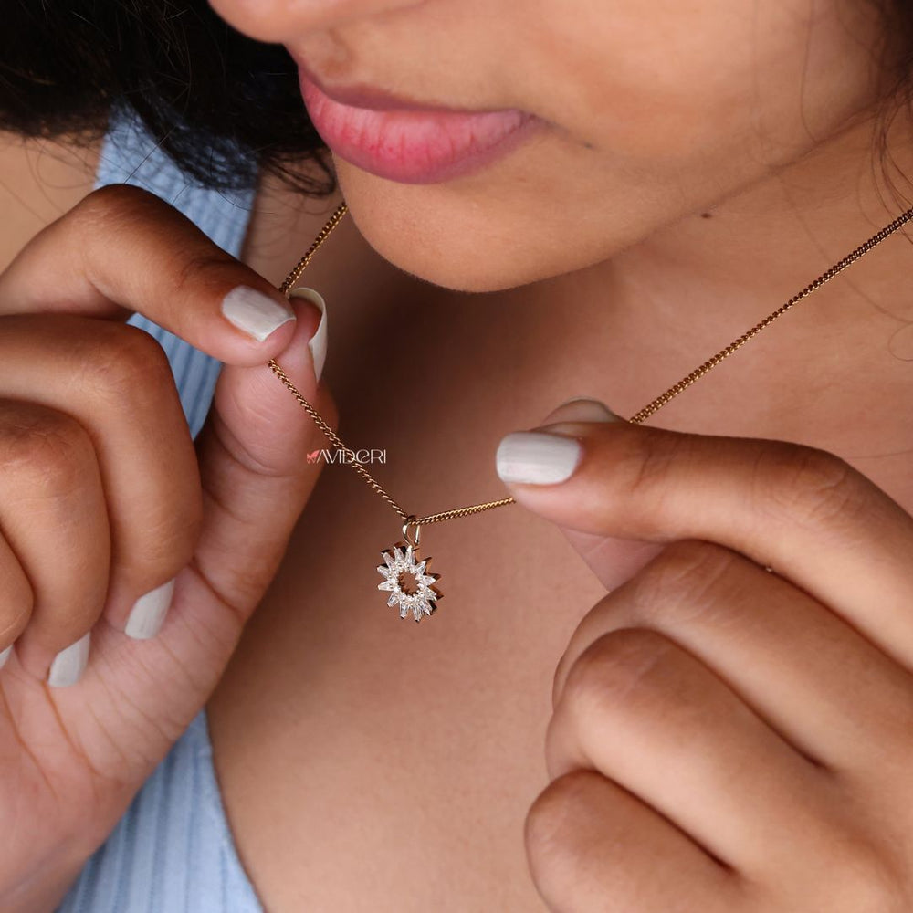 Prong setting pendant securely holding the stone.
