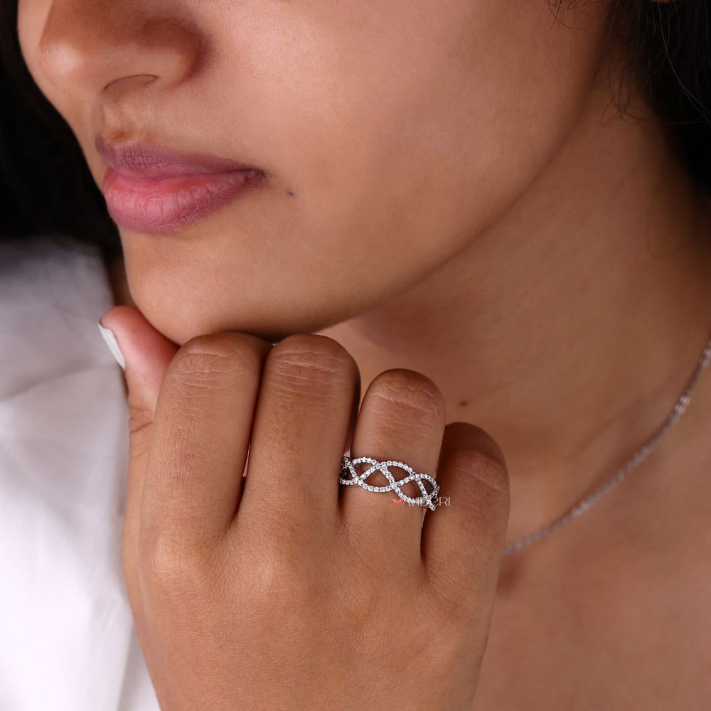 Half eternity wedding ring featuring lab-grown diamonds and fine detailing.
