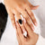 Coffin ring with a black cut ring for a striking and modern look.
