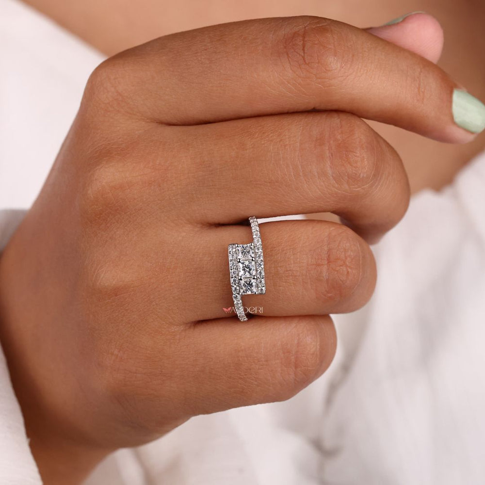 Moissanite engagement ring, handmade jewelry, princess moissanite ring

