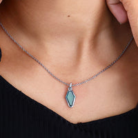 Portrait Pendant With Solitaire Green Moissanite
