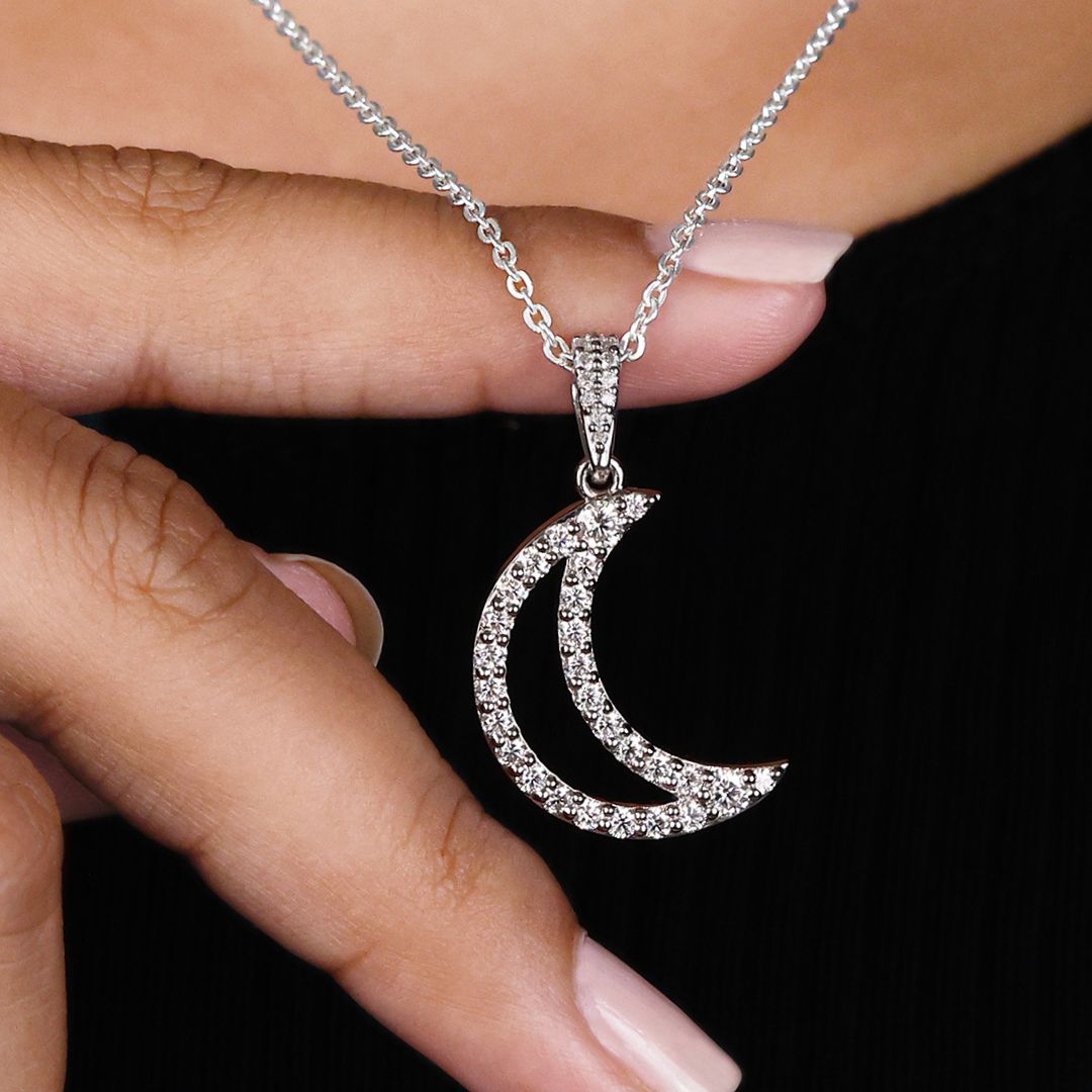 rescent Shaped Pendant offers a graceful curve with timeless style.