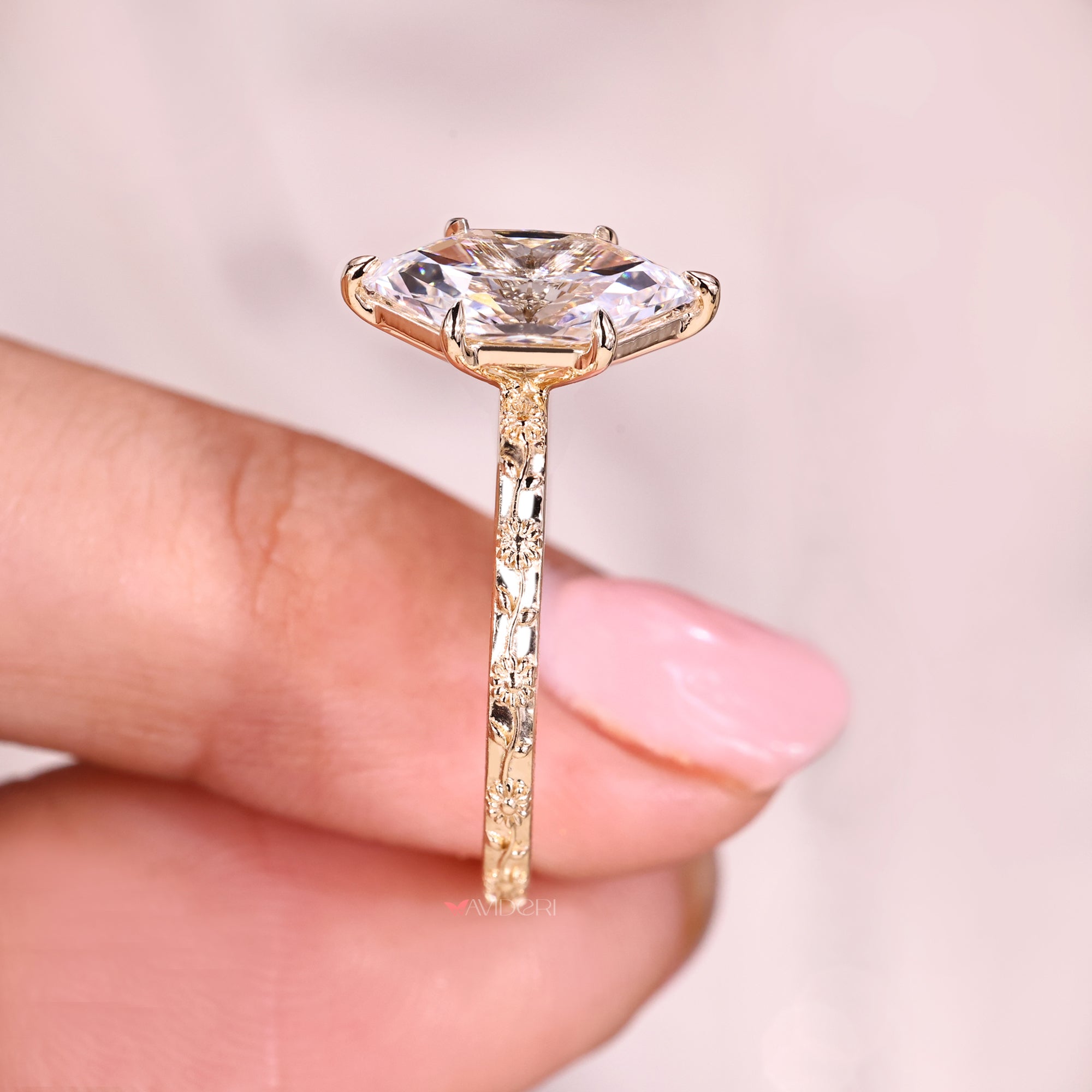 Art Deco Ring with unique engagement ring.