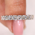 Asscher diamond semi eternity band with classic prong setting

