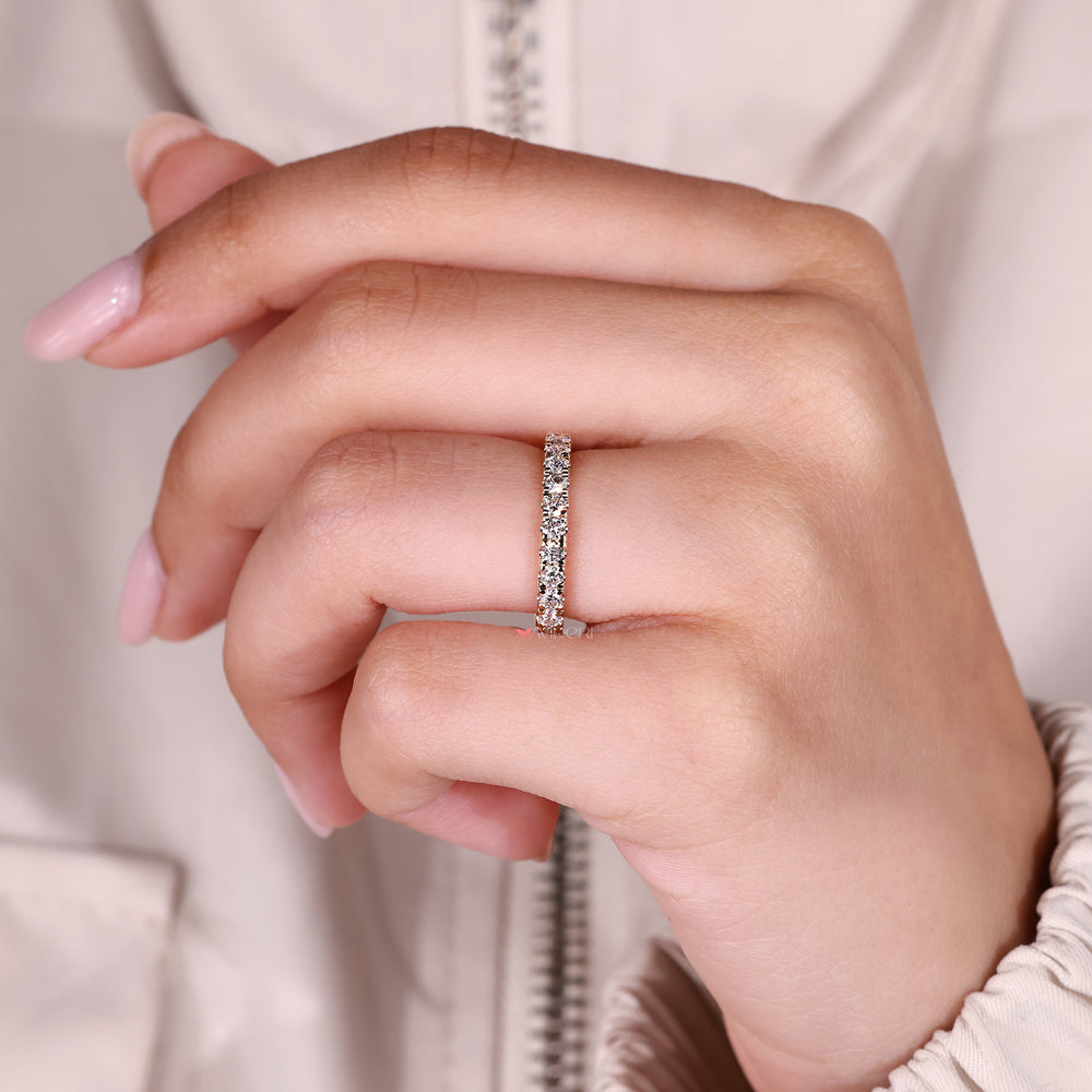 Avideri round diamond half eternity ring.
