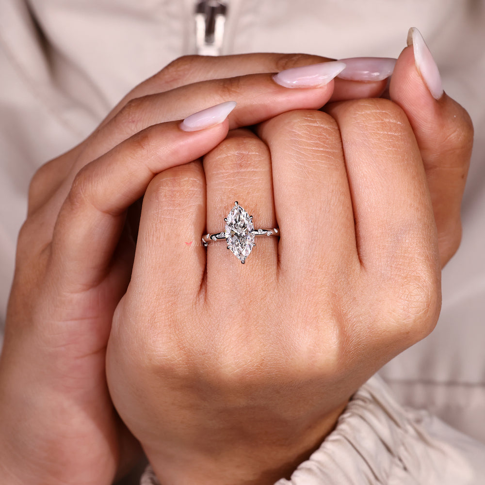 Lab grown marquise diamond ring with refined sparkle.
