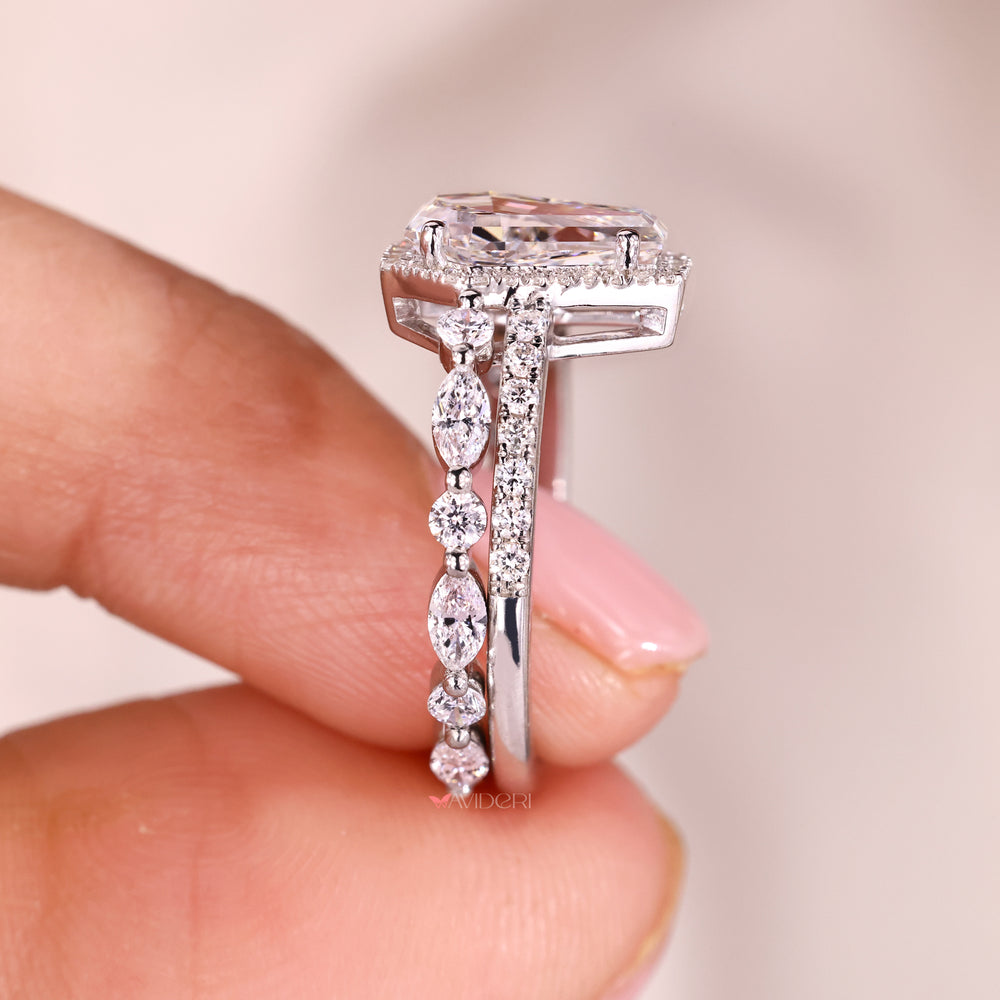 Pave setting with round cut halo ring.