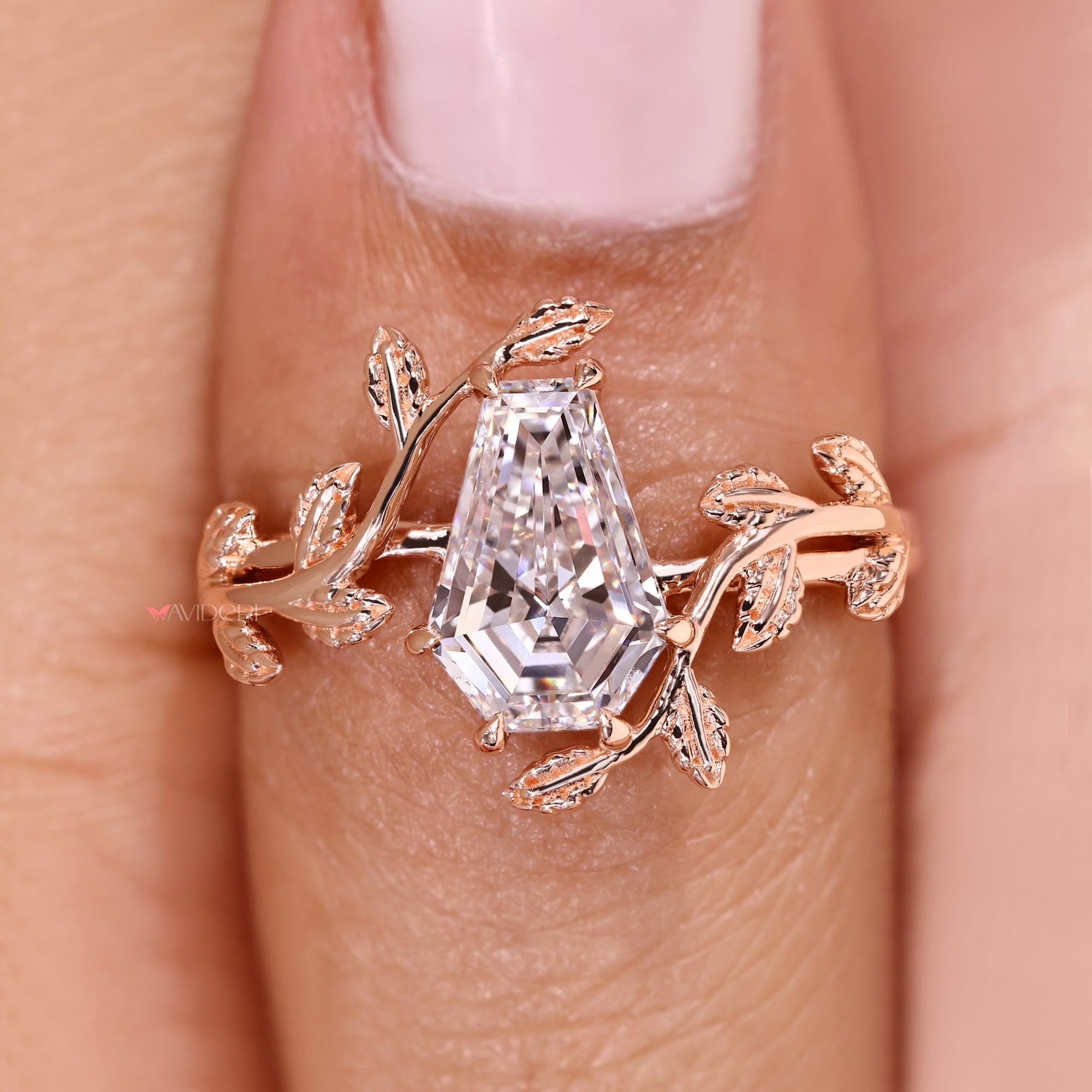 Handmade lab grown coffin cut diamond ring.
