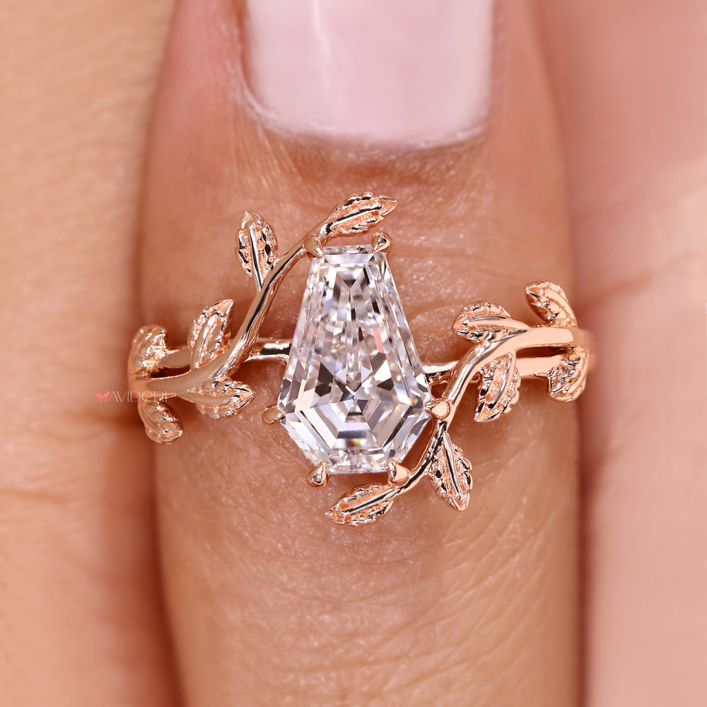 Handmade lab grown coffin cut diamond ring.
