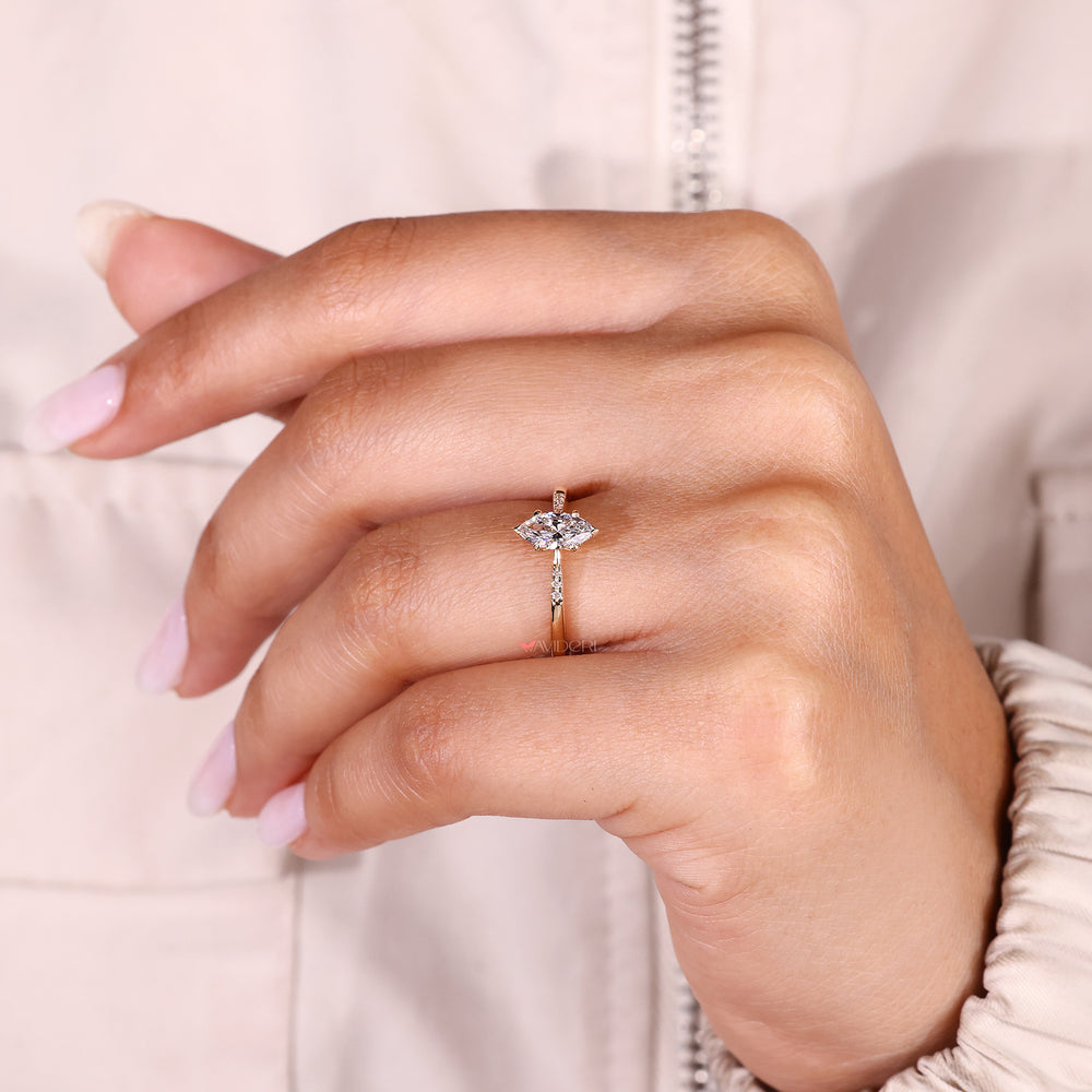 Avideri handmade marquise diamond engagement ring.