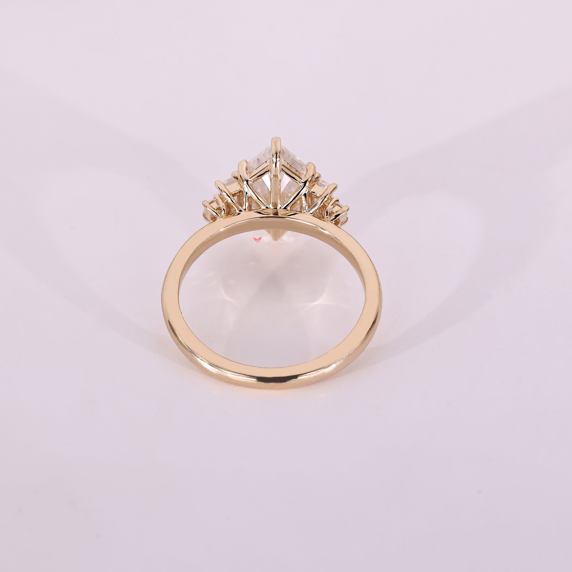 Yellow gold engagement ring with dutch marquise engagement ring.
