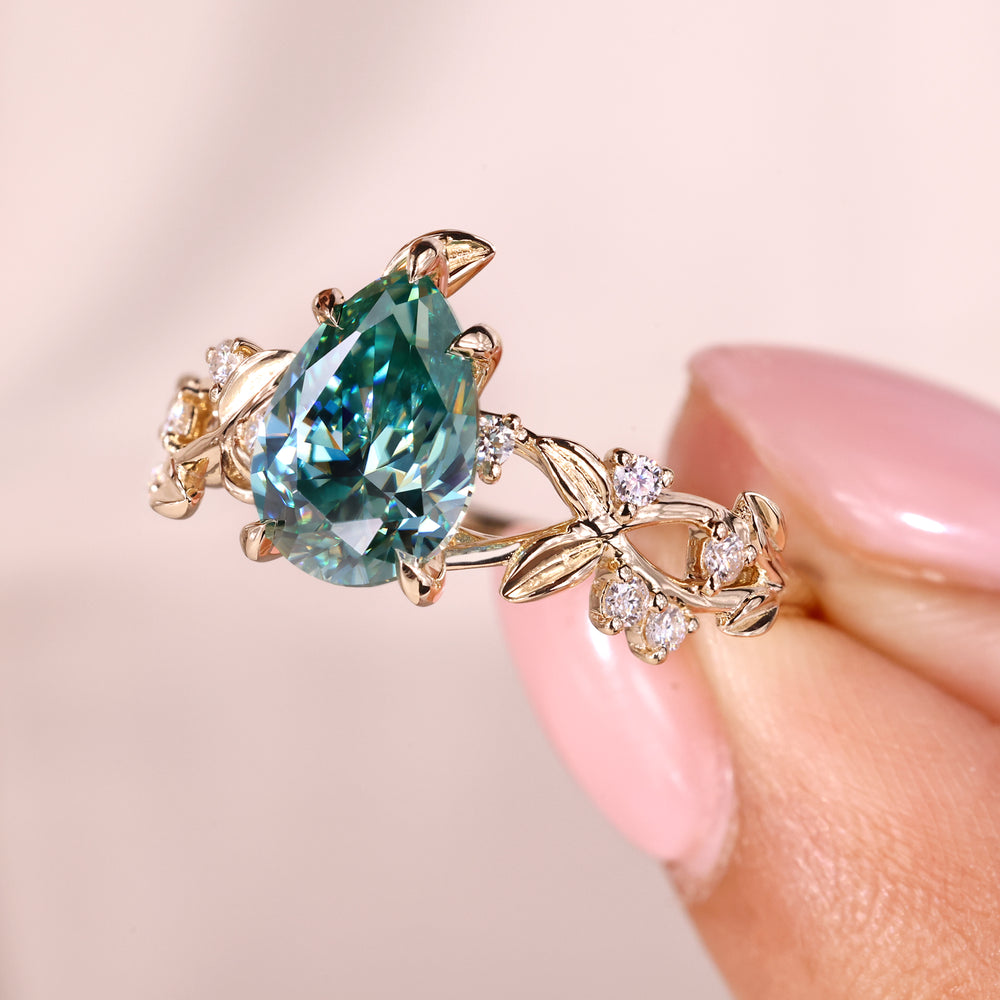 Moissanite engagement ring with handmade ring.