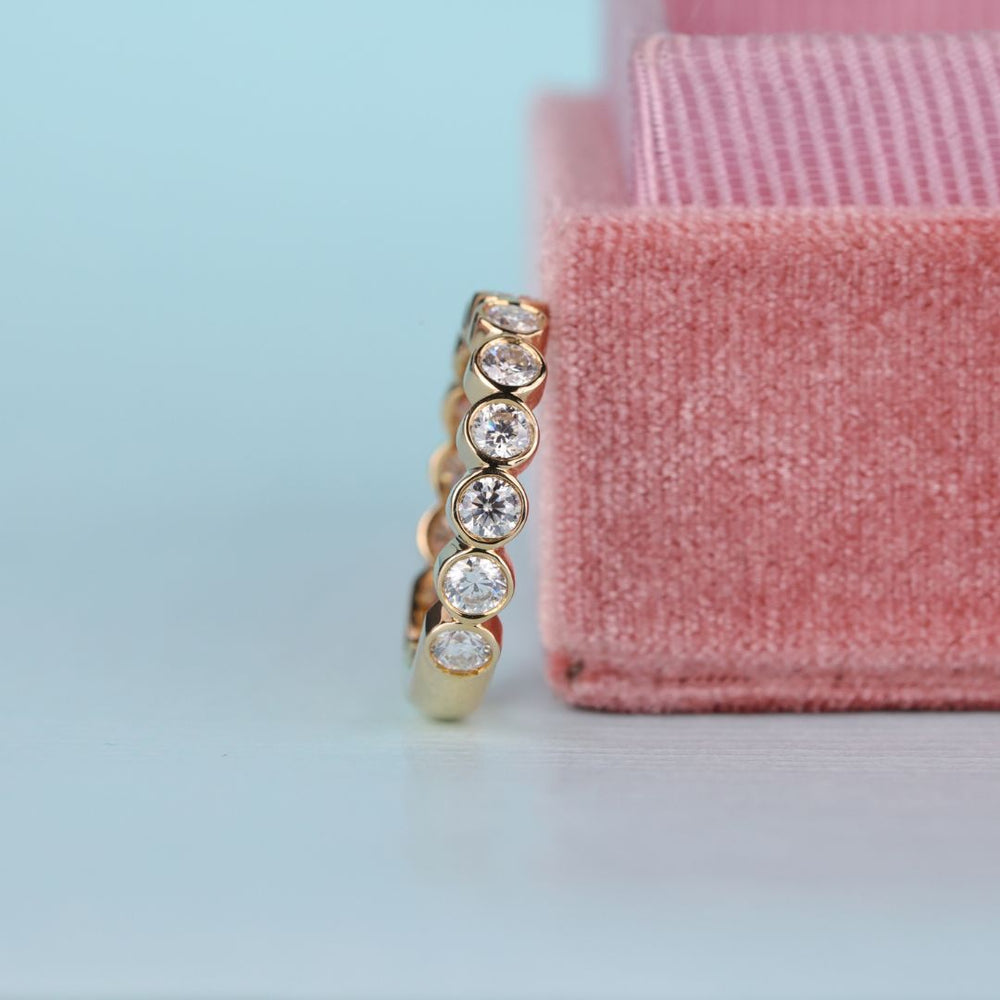 Yellow gold wedding ring shines with warmth and timeless elegance for daily wear.
