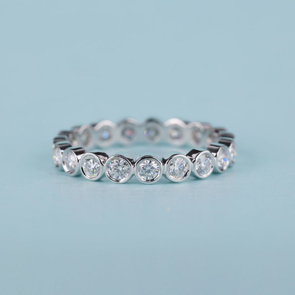 Wedding ring white gold shines with classic beauty and a bright polished finish.
