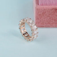 Rose Gold Eternity Emerald Cut Wedding Band