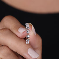 Rose Cut Wedding Band With Distance Pave Setting