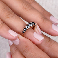 Black Round Cut Wedding Band with 7 Stones – Rose Gold