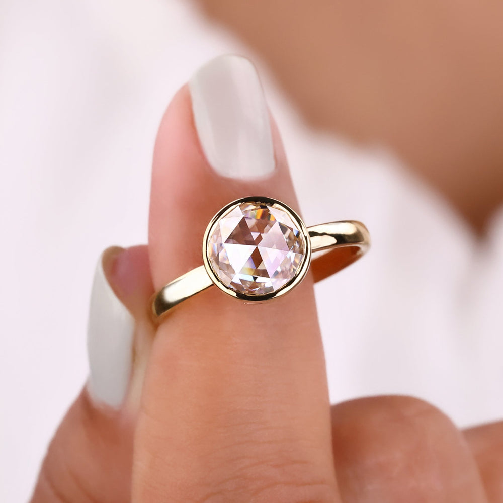 Round Rose Cut Ring with a unique design showcasing a soft and elegant cut.
