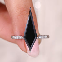 Kite Cut Black Moissanite Engagement Ring