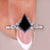 Black Moissanite Ring with kite cut engagement ring design.