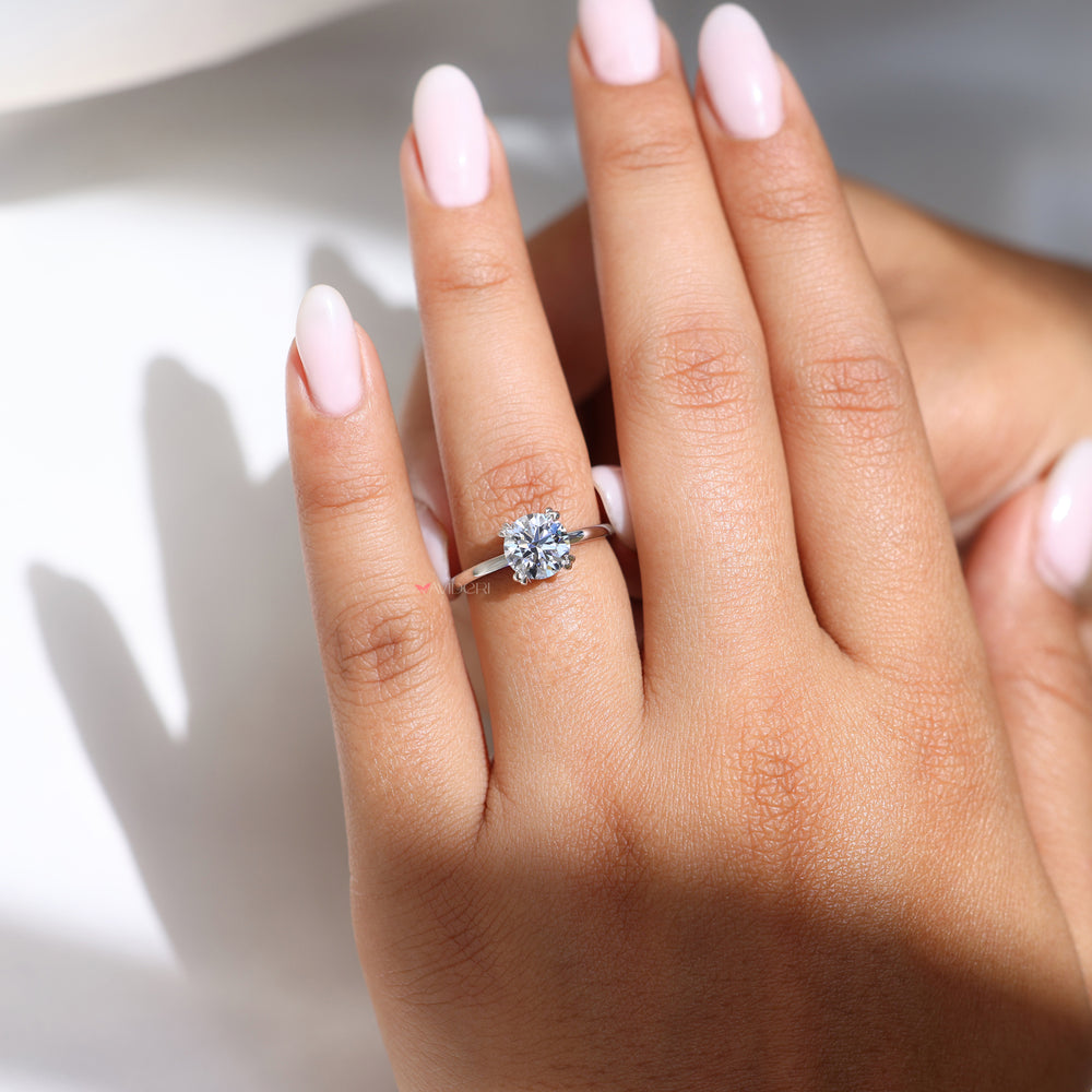 avideri engagement ring round cut diamond ring White Gold Diamond Engagement Ring
