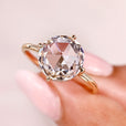 Round rose cut engagement ring with open gallery ring.