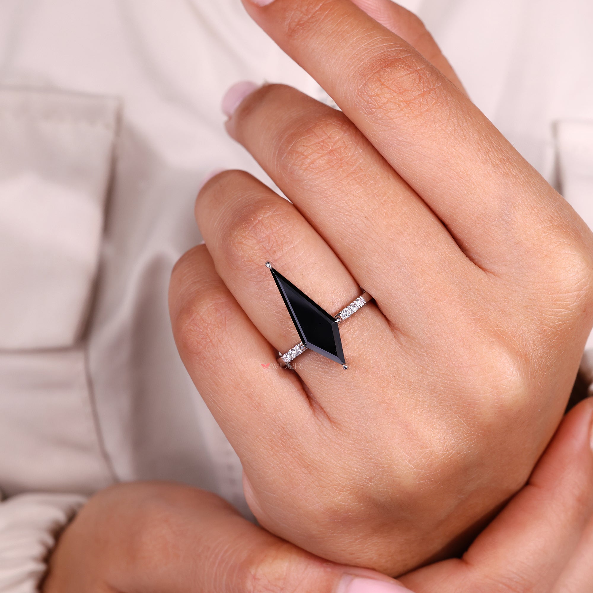 Handmade Black Moissanite Engagement Ring.